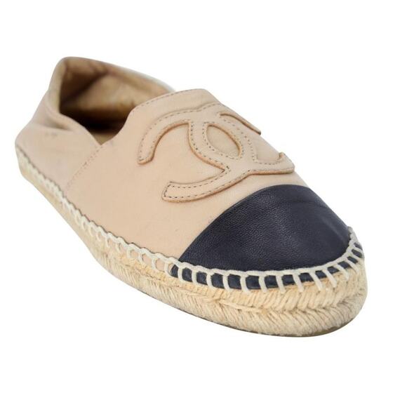 Chanel Embroidered Espadrille 37 Leather CC Cap Toe Flats CC-0803N-0006 - Picture 7 of 12
